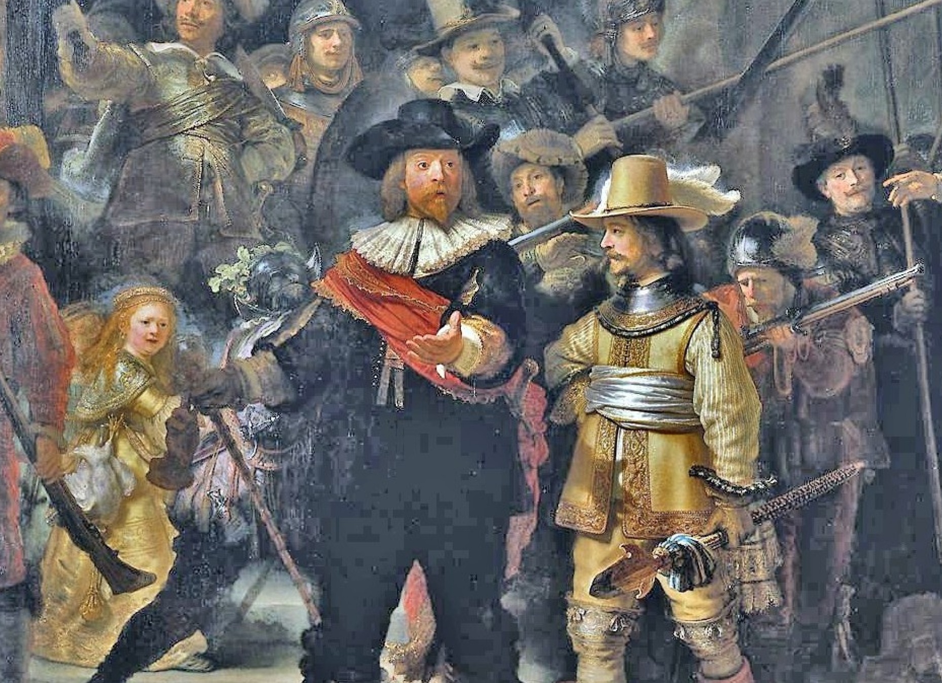 Картину Рембрандта «Ночной дозор» реставрируют на глазах у публики